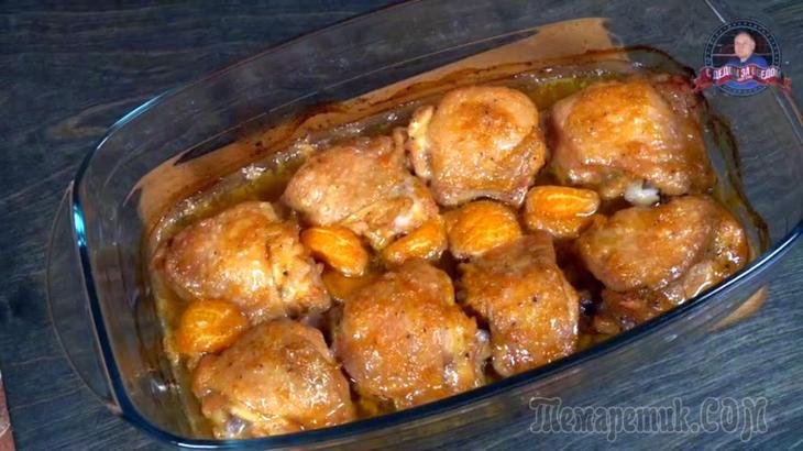 Запеченный имбирный цыпленок с мандаринами