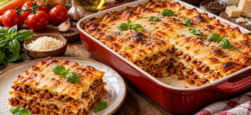 Запеченная лазанья с сыром