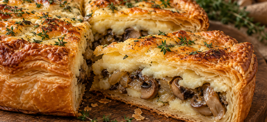 Горячий "Наполеон" с грибами и картофелем: пошаговый рецепт