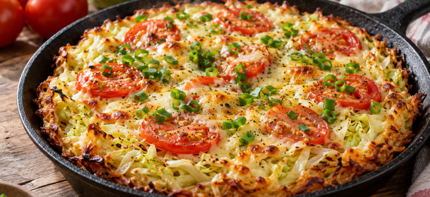 Капустная пицца с сыром и помидорами: сытный рецепт