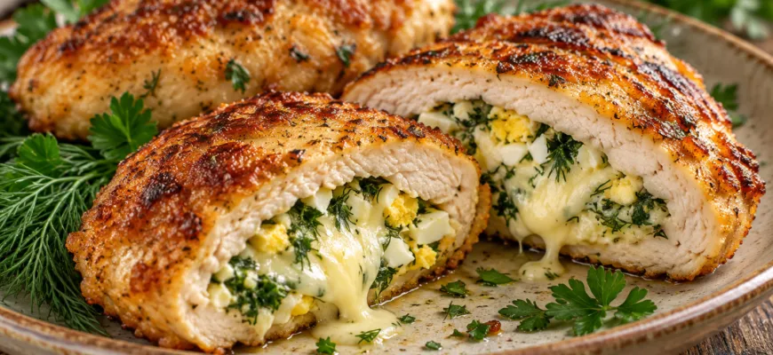 Куриные котлеты с начинкой из сыра и яиц