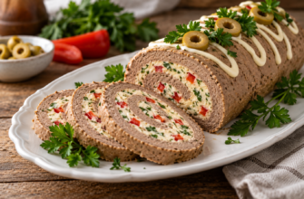 Печеночный паштет в рулете с плавленым сыром