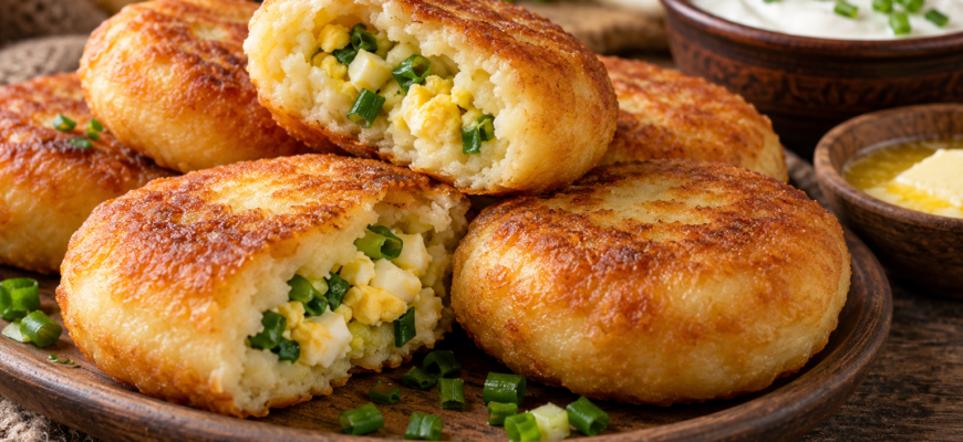 Пышные пончики с начинкой из картофельного теста