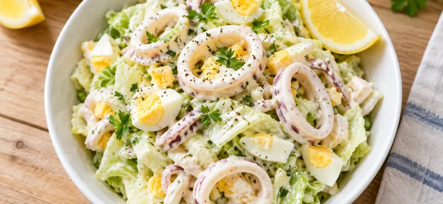 Салат айсберг с кальмарами: нежный рецепт