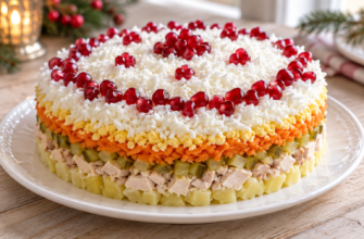 Салат «Бусы на снегу»: праздничный рецепт с курицей