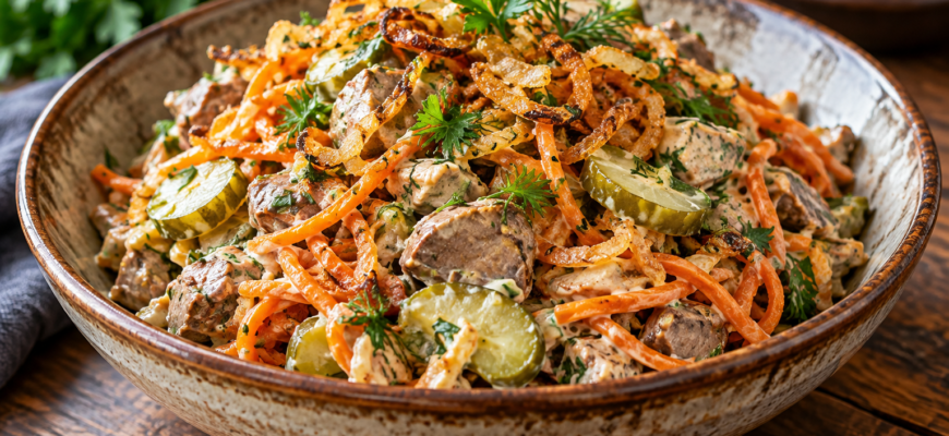 Салат из куриной печени и моркови по-корейски