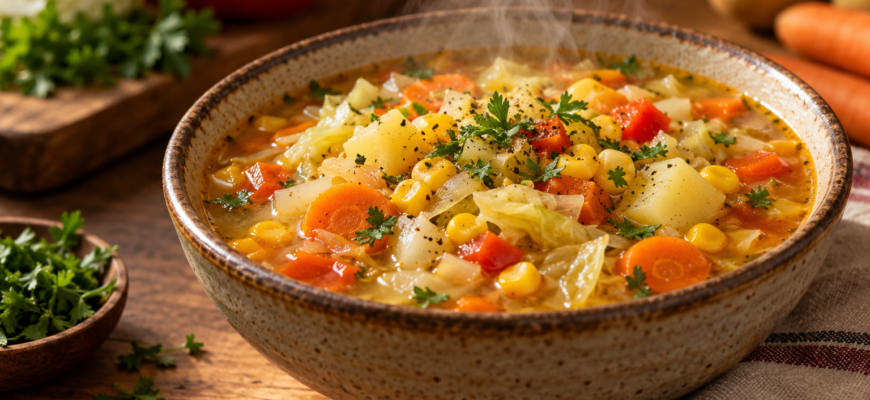Суп с кукурузой и овощами: легкий рецепт