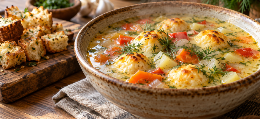 Суп с сырными шариками: нежный рецепт с овощами